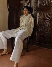 Pull-On Linen Trousers, White (WHITE), large