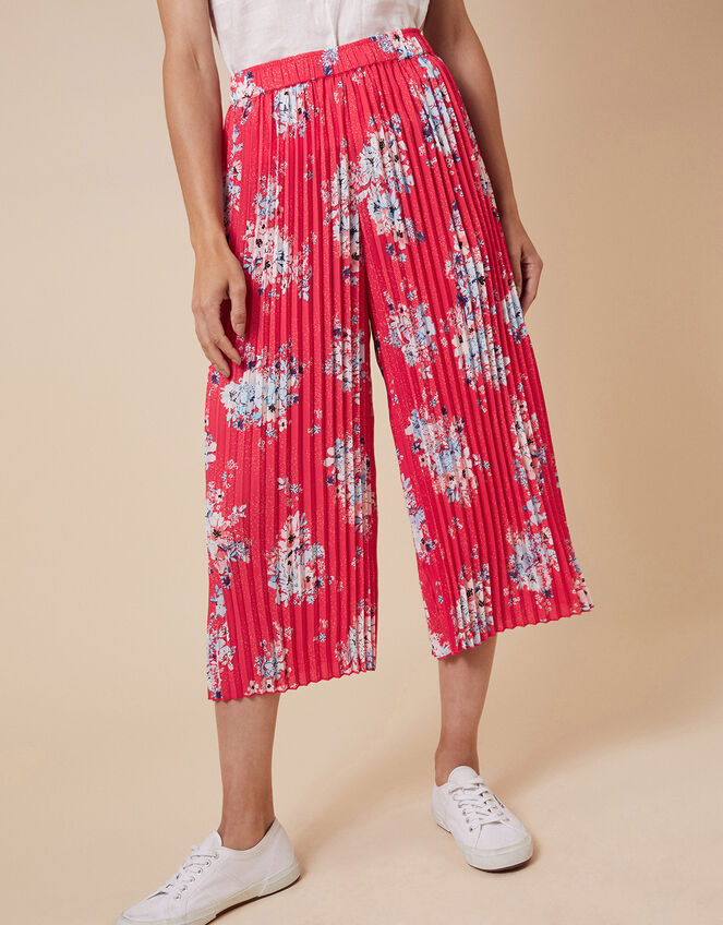 Floral Pleated Trousers, Red (RED), large
