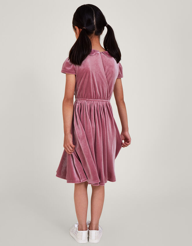 Velvet Butterfly Collar Dress, Pink (DUSKY PINK), large
