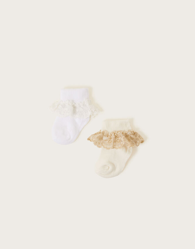 2-Pack Baby Sparkle Lace Socks, Multi (MULTI), large