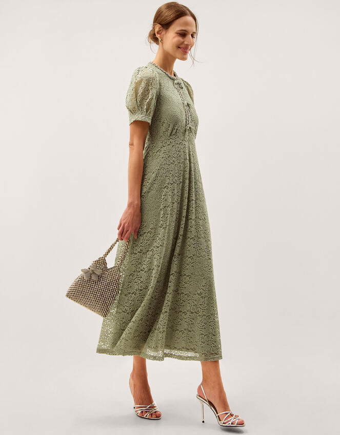 Celina Puff Sleeve Lace Midi Dress Green | Evening Dresses | Monsoon UK. Celina Puff Sleeve Lace Midi Dress Green | Evening Dresses | Monsoon UK.