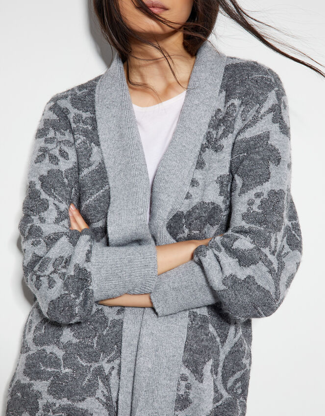 Pip Floral Pattern Coatigan, Grey (CHARCOAL), large