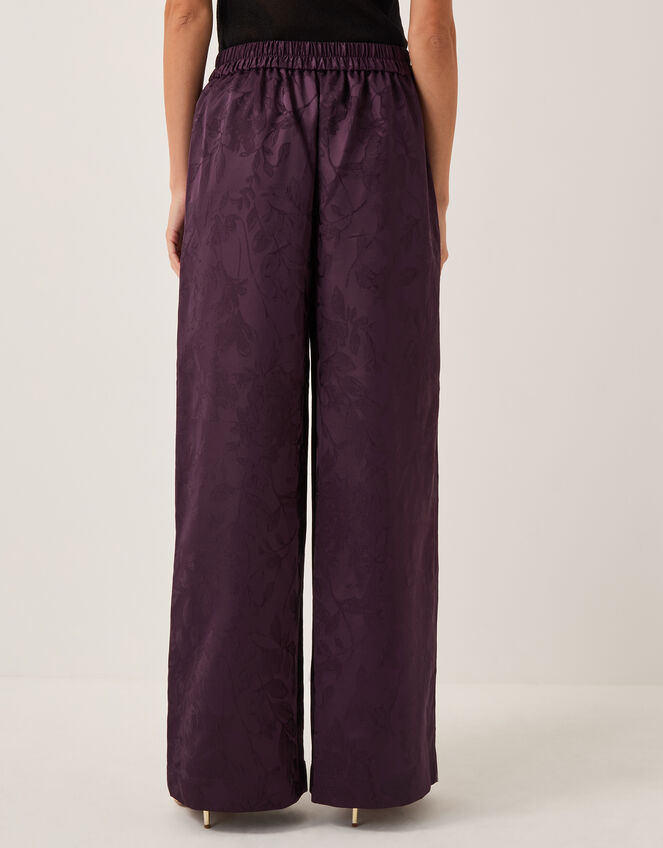 Rory Floral Satin Wide Leg Trousers, Purple (PURPLE), large