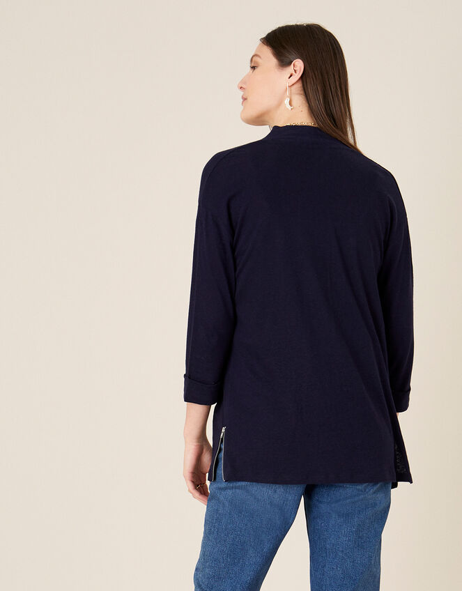 Plain Cover Up in Linen Blend , Blue (NAVY), large