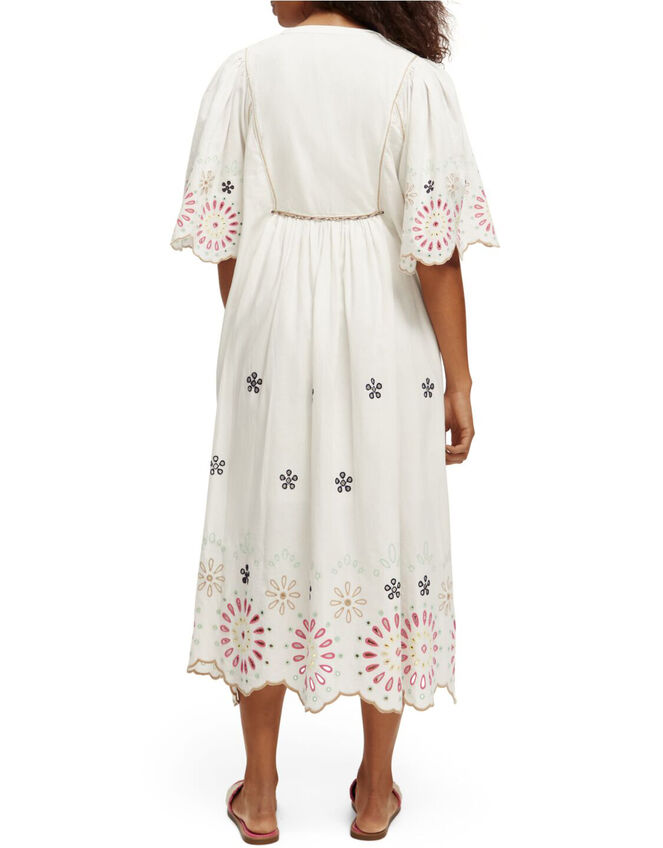 Scotch and Soda Broderie Maxi Dress, White (WHITE), large
