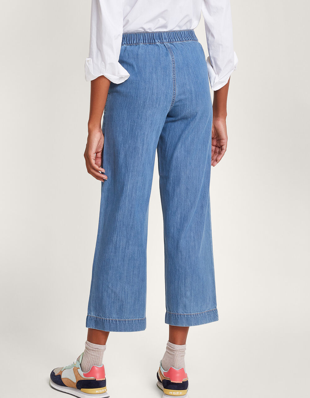Harper Crop Wide Leg PullOn Jeans Shorter Length Blue Trousers