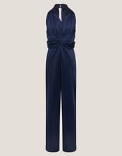 Tia Twist Sleeveless Jumpsuit, Blue (NAVY), large