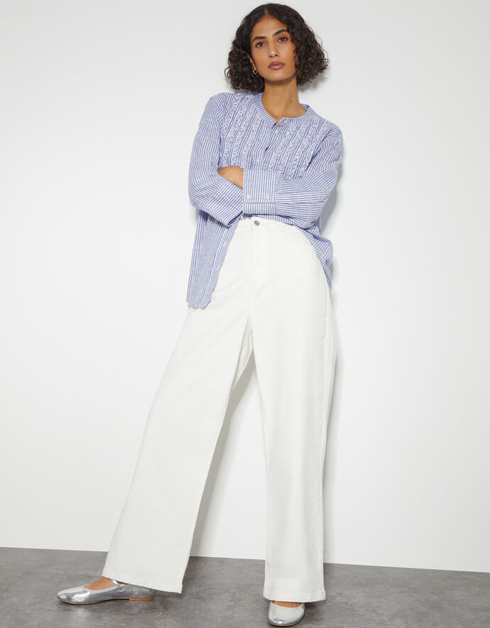 Laura Ruffle Blouse Blue | Tops & T-shirts | Monsoon UK.