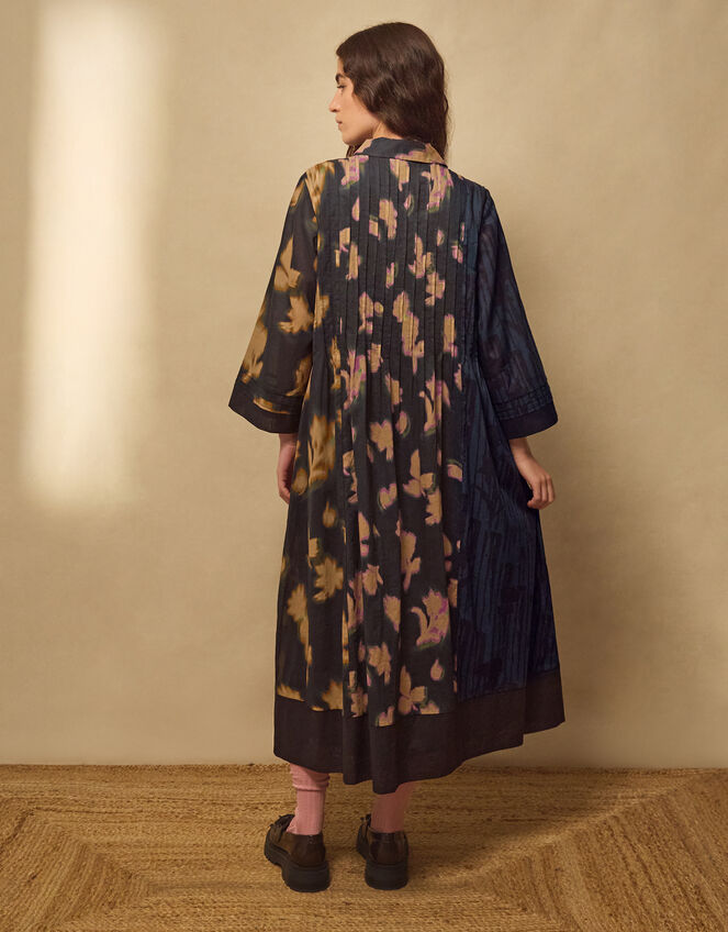 East Hannah Blurred Floral Midi Shirt Dress, Teal (TEAL), large