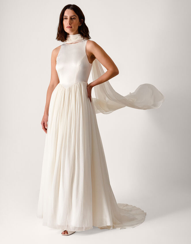sachin and babi light blue dress Miss Circle Women Umay White Drop Waist Satin Corset Bridal Gown