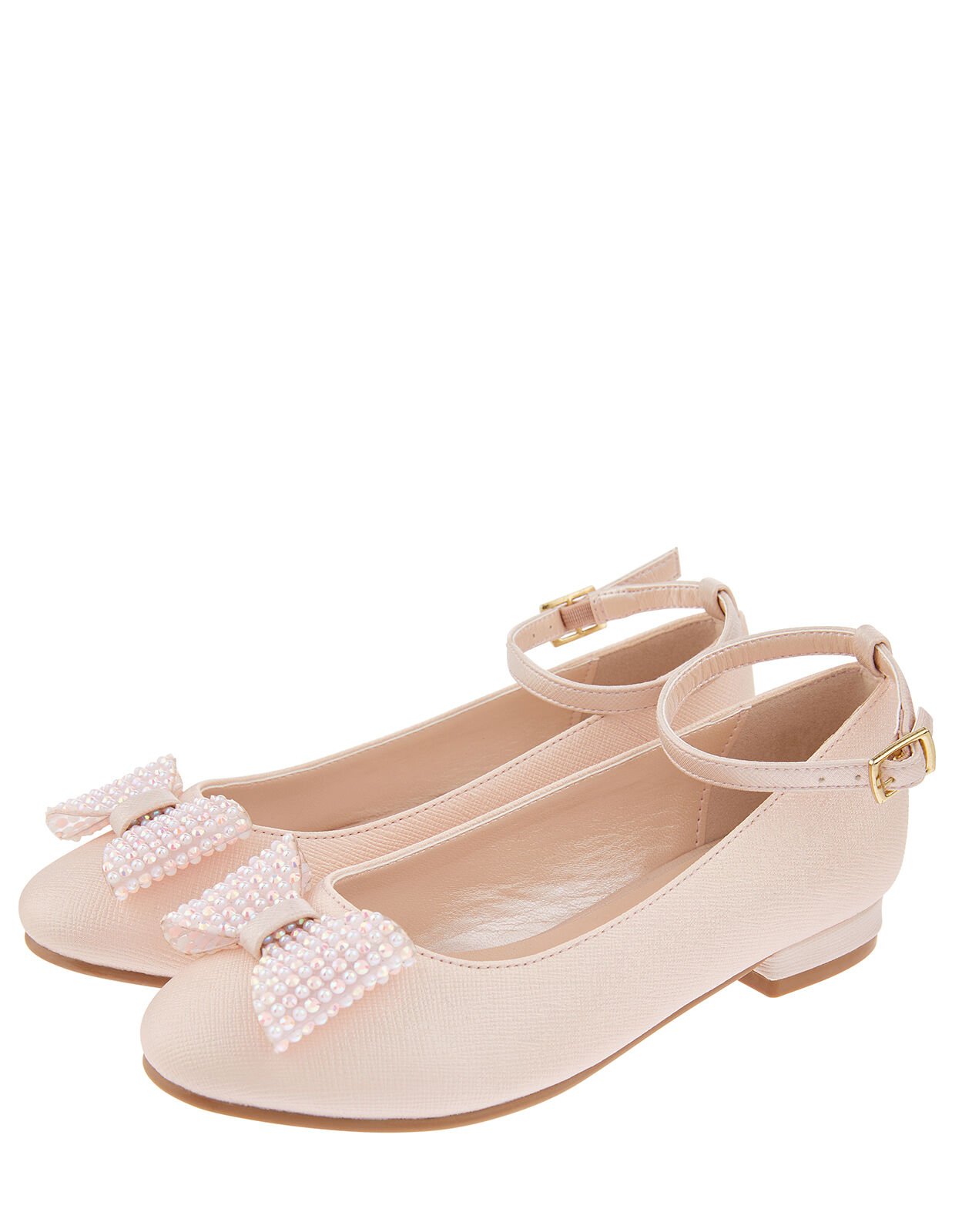 Bonnie Sparkle Bow Ballerina Pumps Pink Girls Flat Shoes