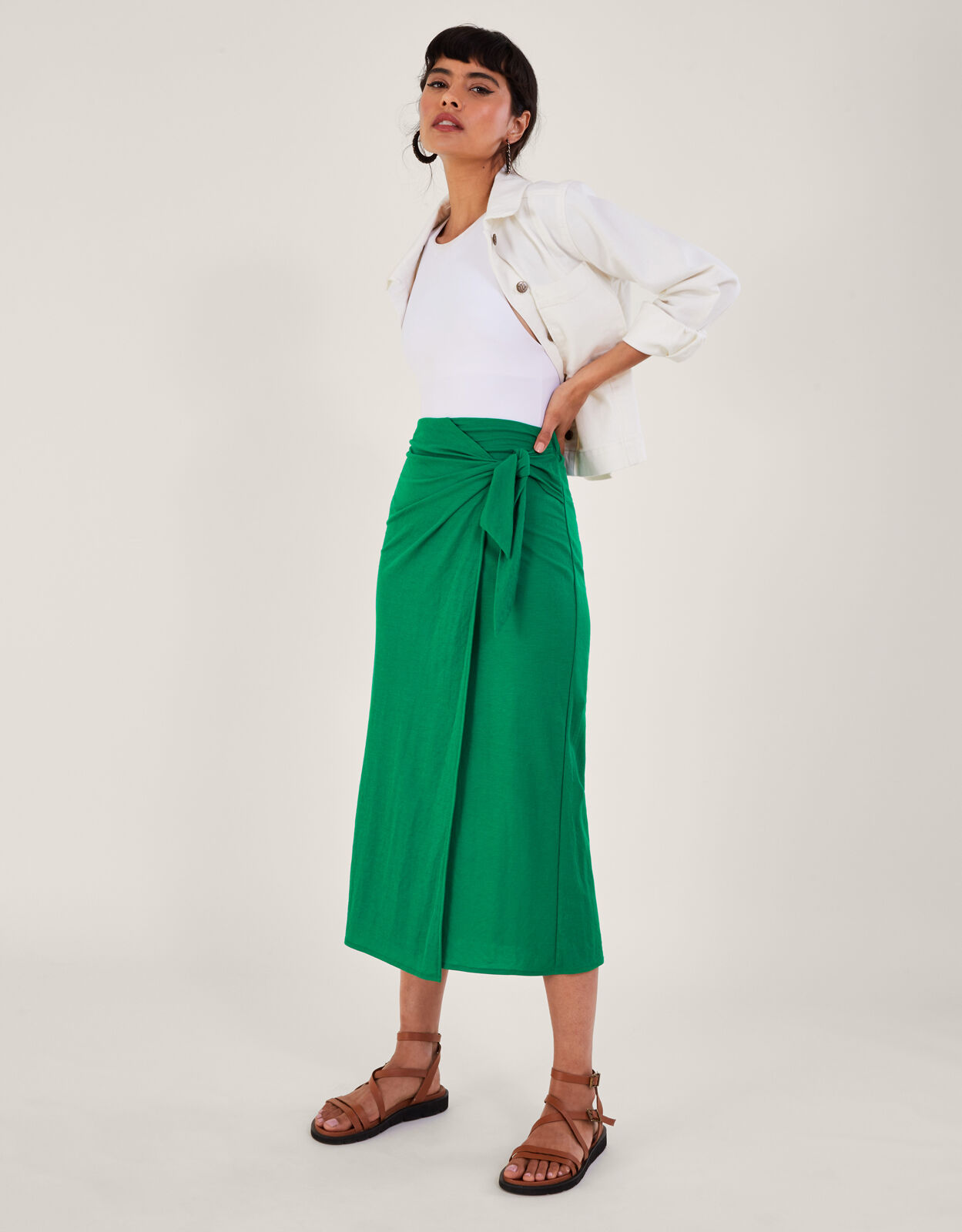 Winnie Wrap Midi Skirt Green  Skirts  Monsoon UK