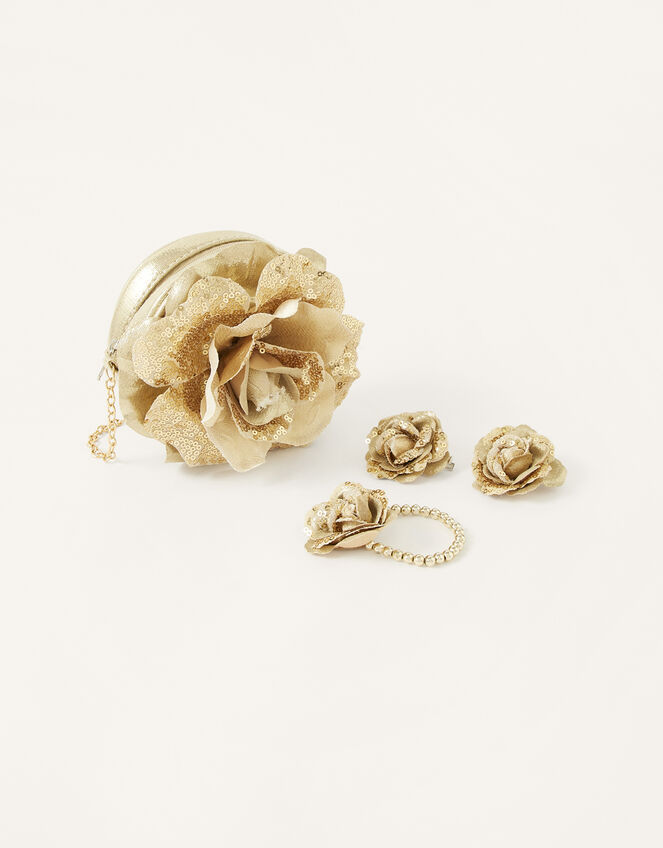 Shine Flower Bag, Bracelet and Hair Clip Set, , large