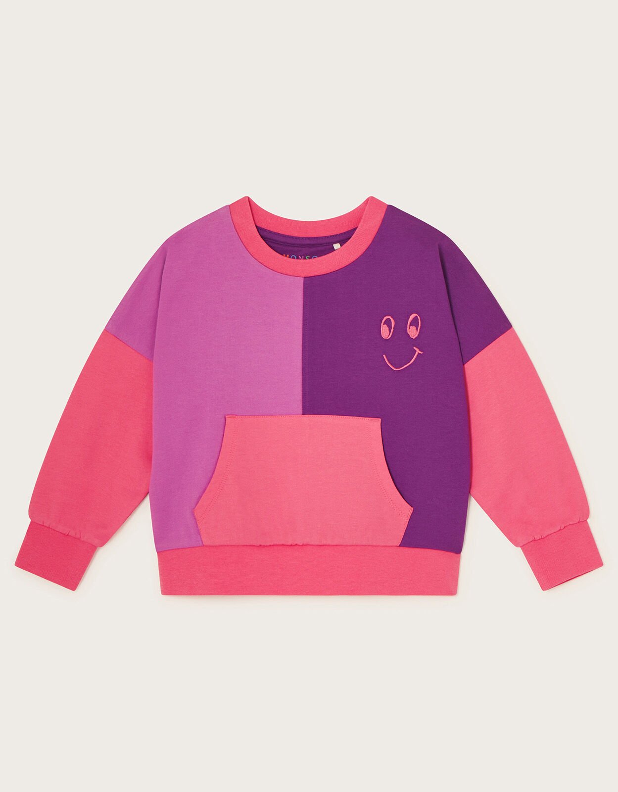 Colour Block Sweat Top Pink