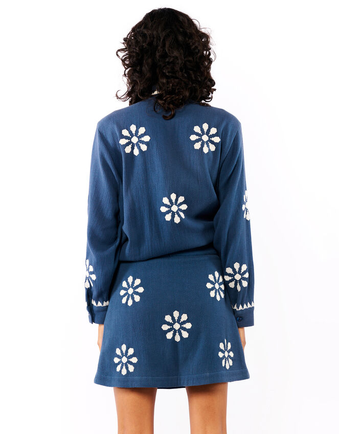 Wild Nona Woven Mini Skirt, Blue (BLUE), large