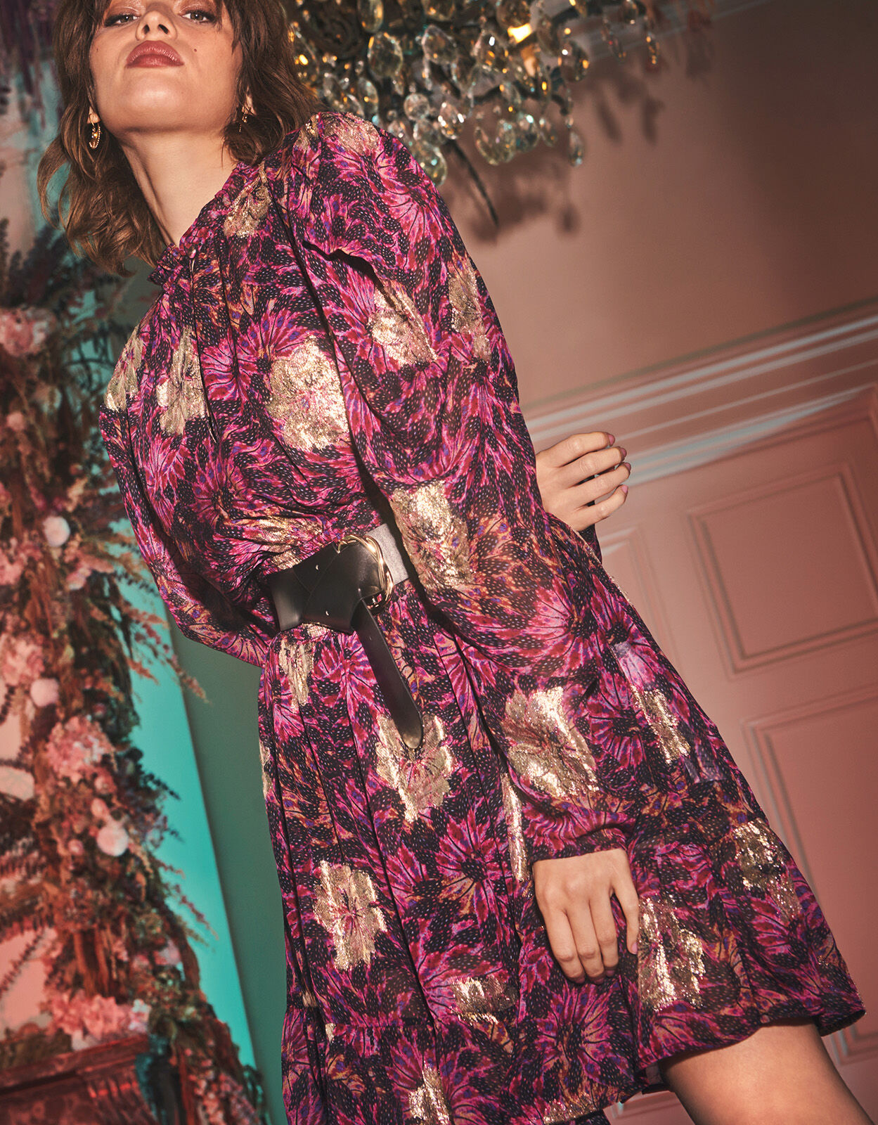 Metallic print dress top