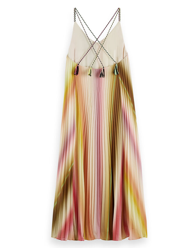 Scotch and Soda Pleated Tank Top Maxi Dress Shorter Length, Multi (MULTI), large