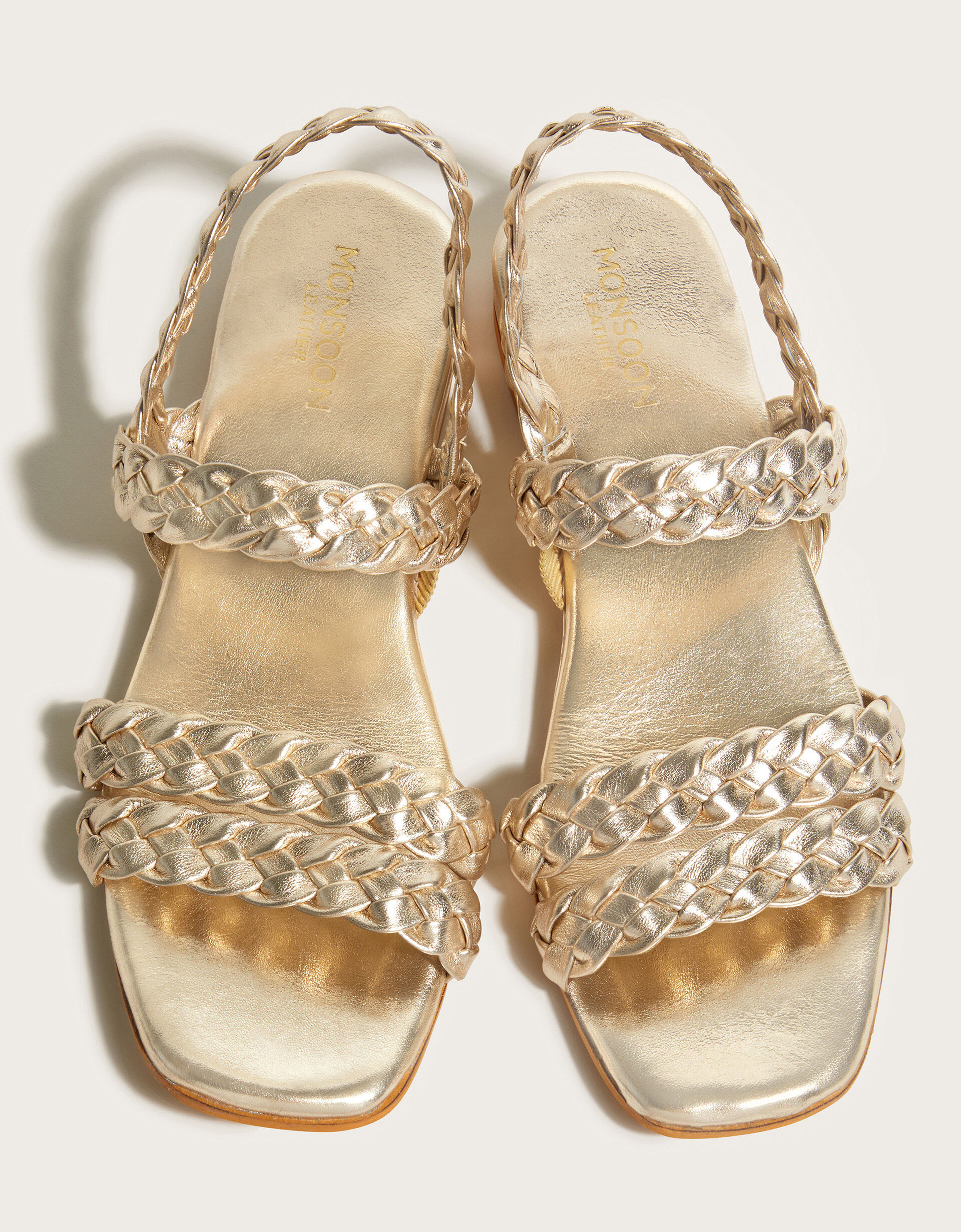 Braided Leather Wedge Sandals Gold Women s Shoes Monsoon UK