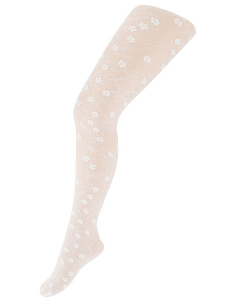 Flower Lacey Tights White, White (WHITE), large