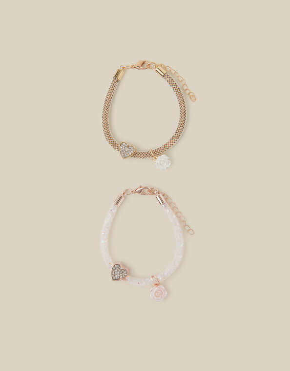2-Pack Rose Heart Mesh Bracelets , , large