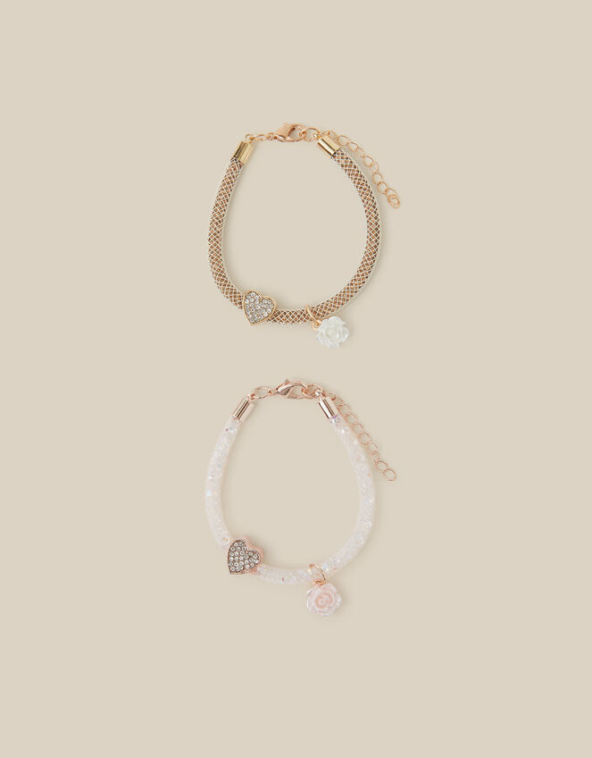 2-Pack Rose Heart Mesh Bracelets , , large