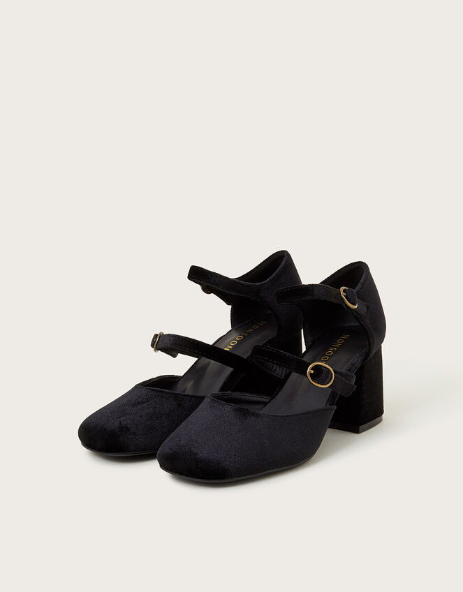 Ruth Velvet Mary Jane Heels, Black (BLACK), large