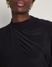 Drew Drape Midi Dress, Black (BLACK), large