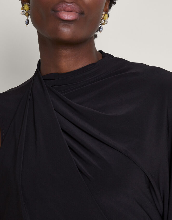 Drew Drape Midi Dress, Black (BLACK), large