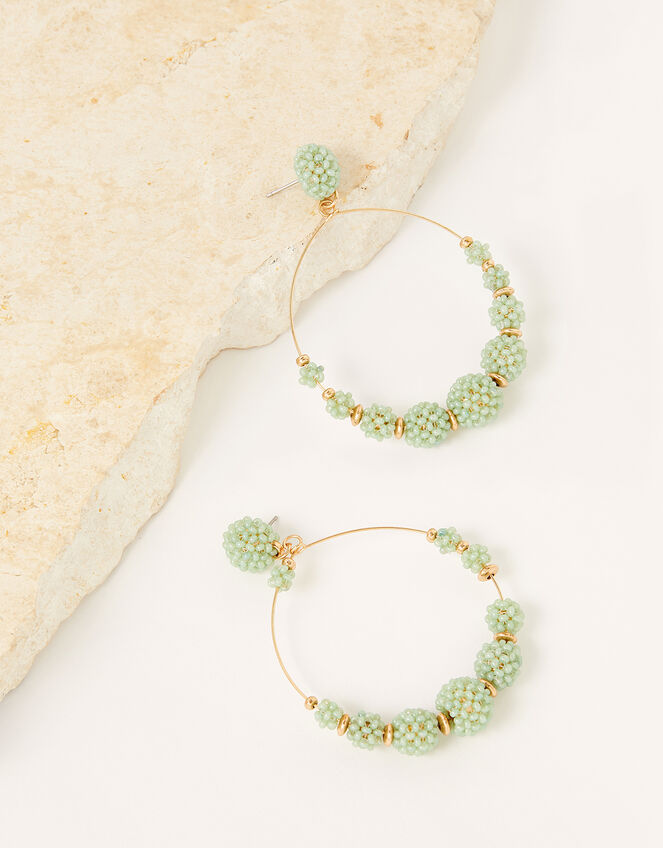 Bea Beaded Hoop Earrings, , large