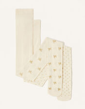 Glitter Unicorn Tights Multipack, Ivory (IVORY), large