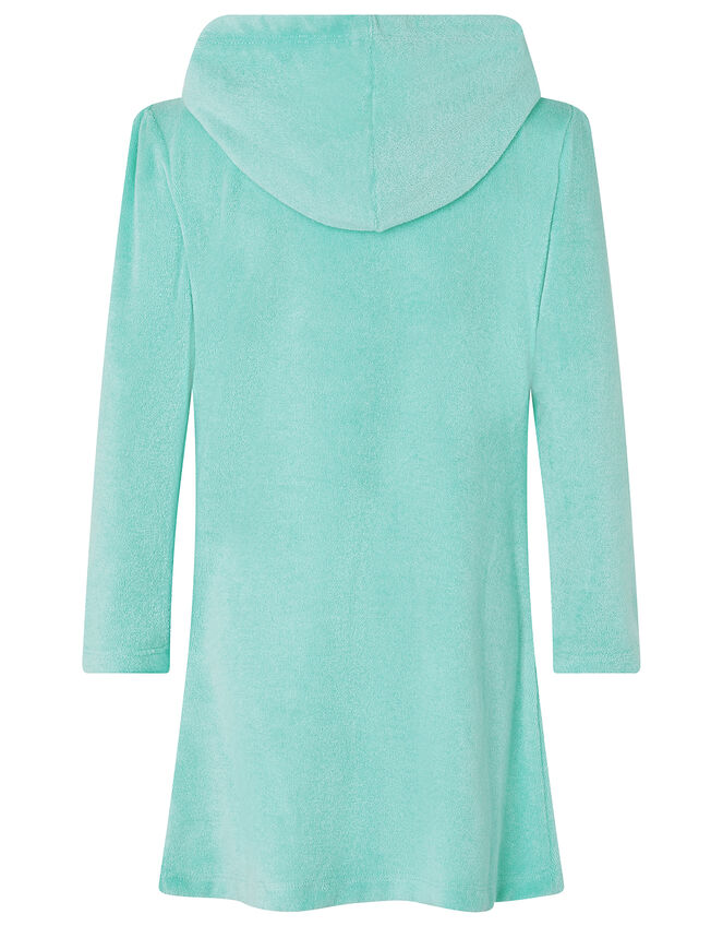 Leila Unicorn Towelling Dress, Blue (TURQUOISE), large