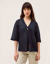 Bath Short Sleeve Cardigan, Blue (NAVY), large