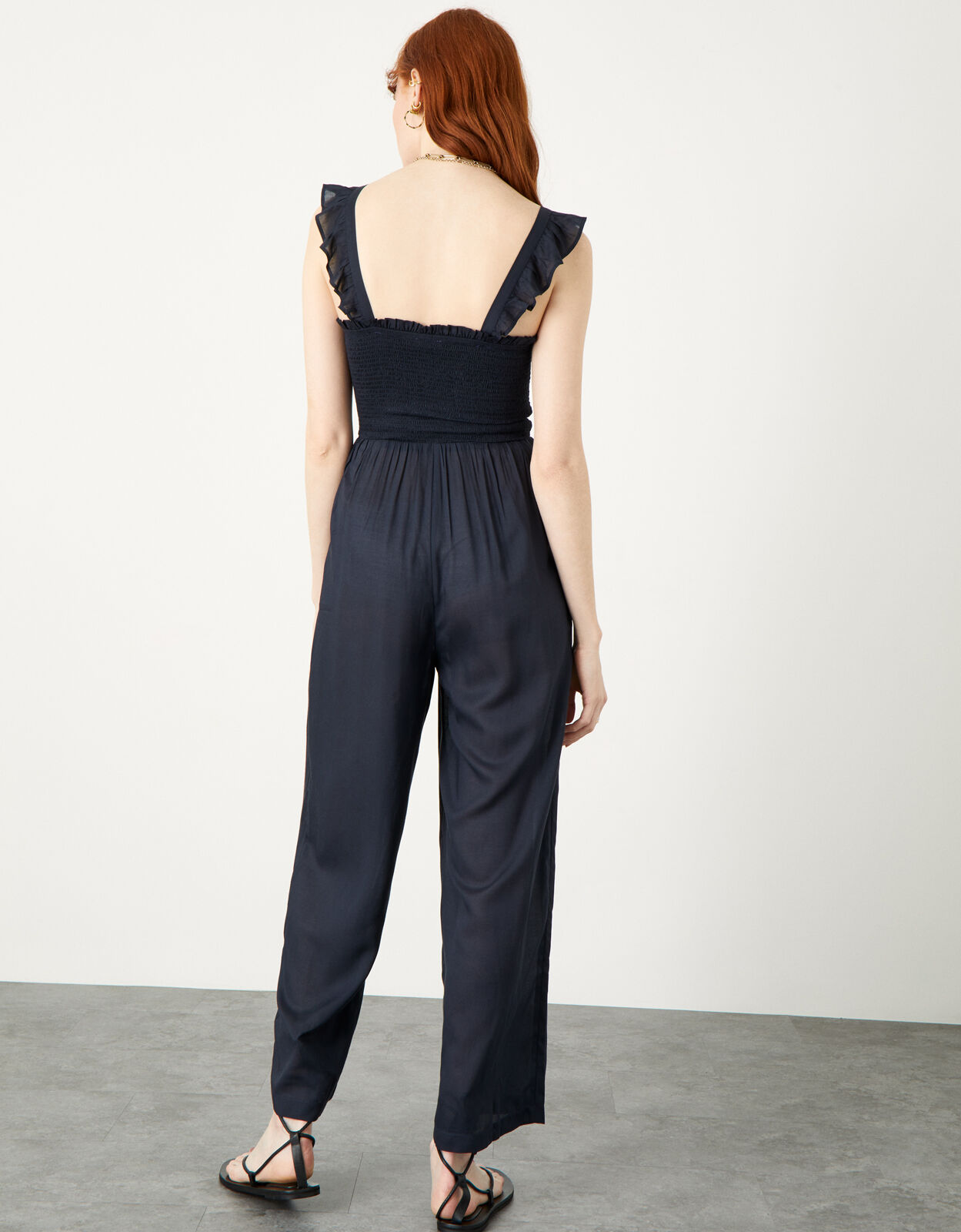 Ruby Ruffle Strap Jumpsuit in LENZING ECOVERO Blue Jumpsuits