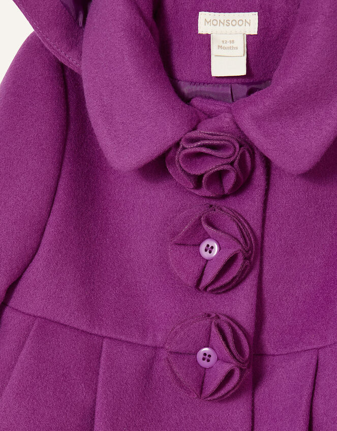Baby Corsage Hooded Swing Coat, Pink (PINK), large