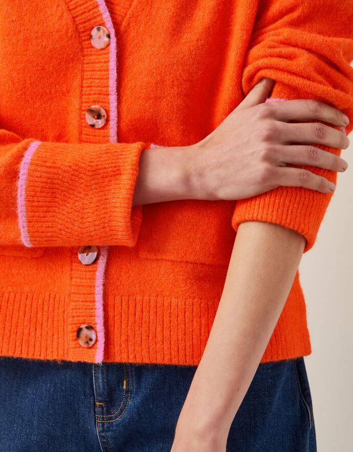 Beautiful Orange Oversized Print Knit Cardigans Fall
