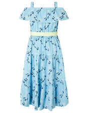 Chloe Floral Tiered Maxi Dress in Recycled Fabric, Blue (BLUE), large