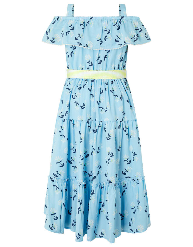 Chloe Floral Tiered Maxi Dress in Recycled Fabric, Blue (BLUE), large