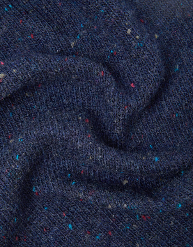 East Issy Knitted Triangle Scarf, Blue (NAVY), large