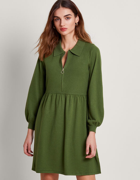 Zelda Zip Dress, Green (GREEN), large