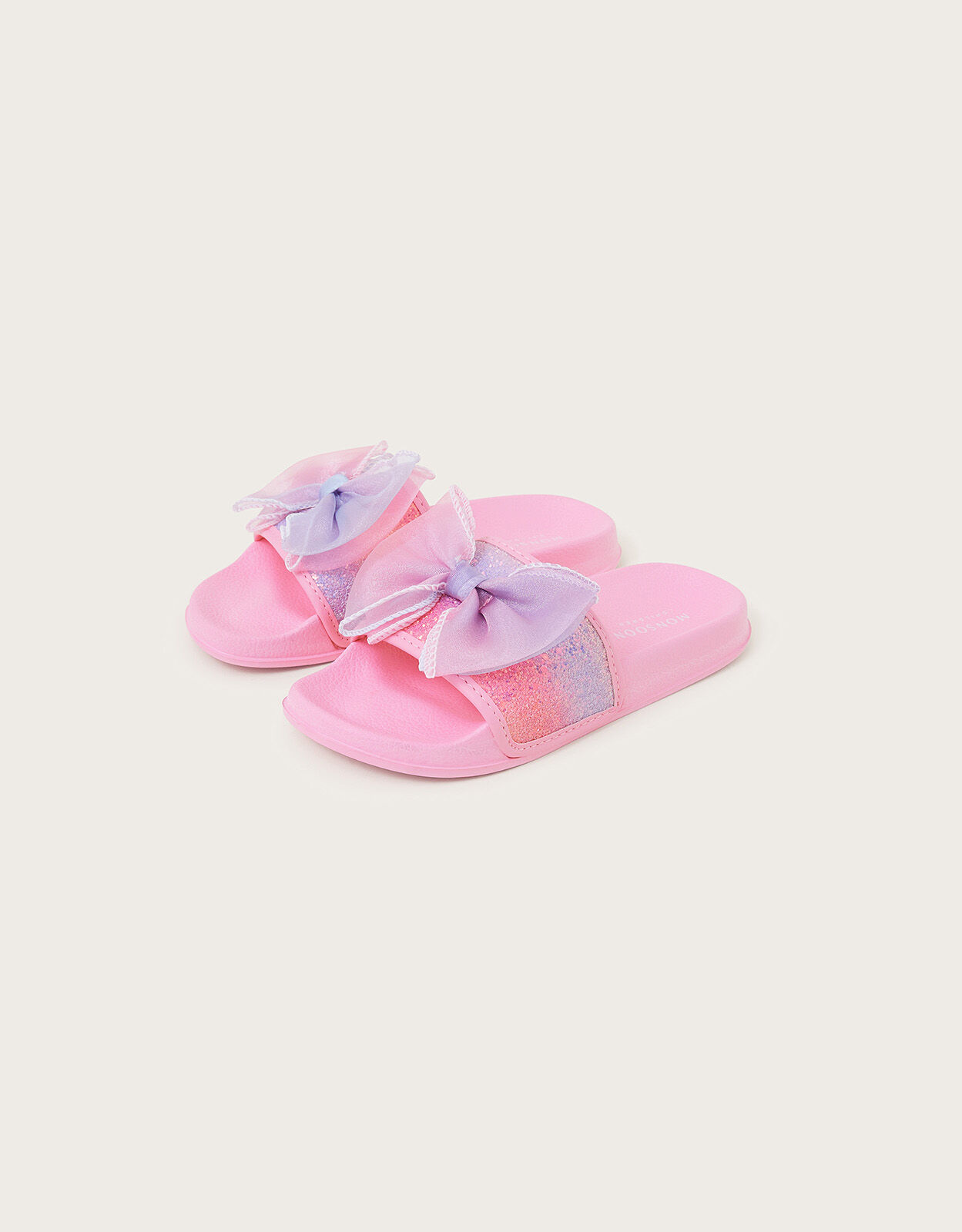 Ombre Bow Glitter Sliders Pink