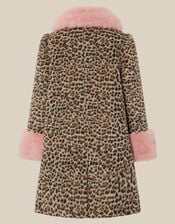 Monsoon x Queens of Archive Connie Faux Fur Leopard Print Coat​, Multi (MULTI), large