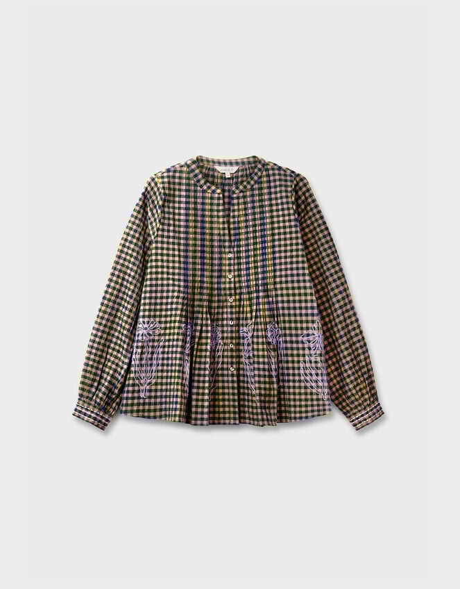 East Dilly Embroidered Gingham Print Blouse, Multi (MULTI), large
