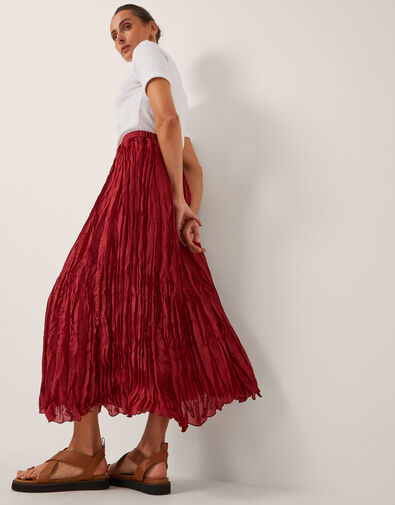 Odessa Crinkle Maxi Skirt, Red (CHERRY), large