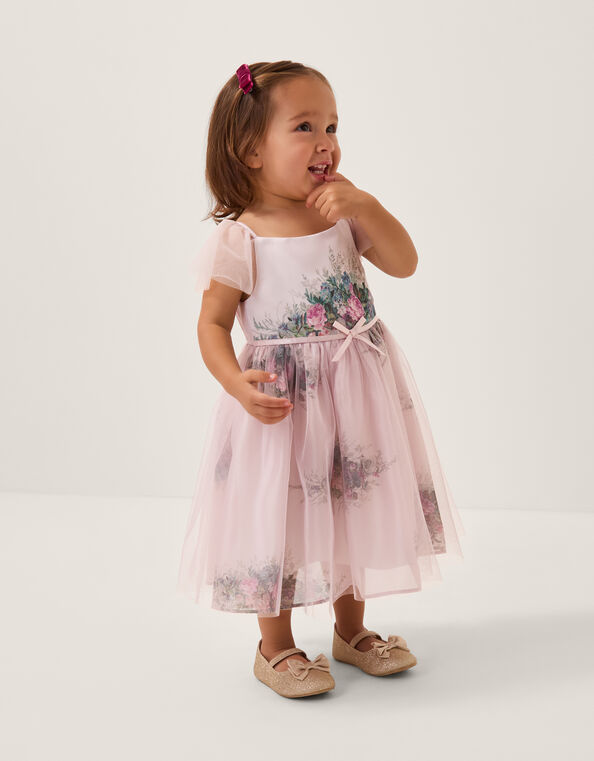 Baby Charlotte Floral Tulle Dress, Pink (PINK), large
