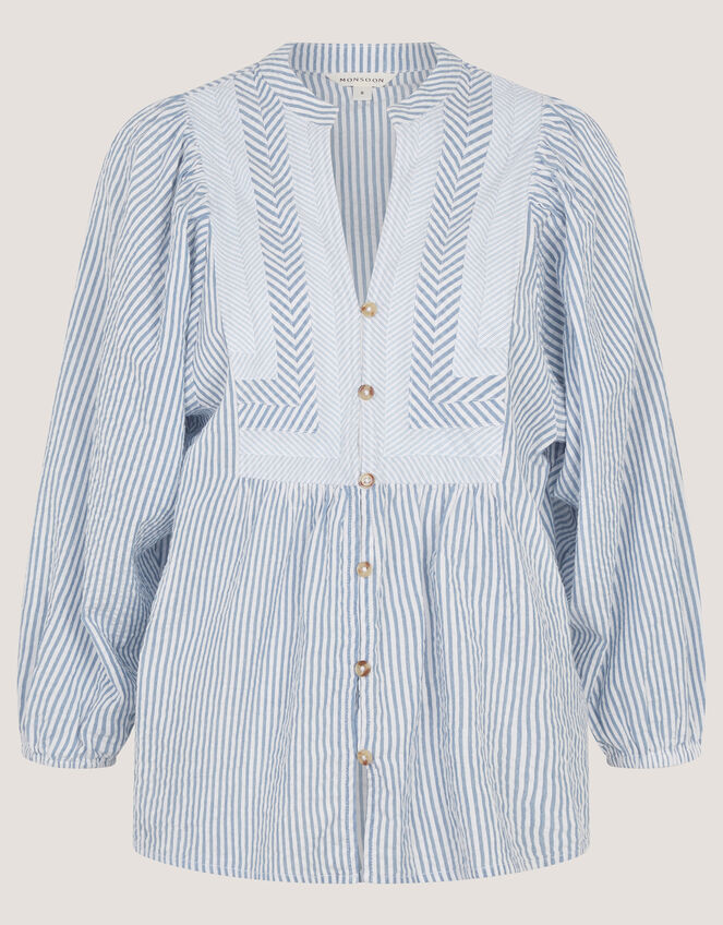Callie Stripe Blouse, Blue (BLUE), large