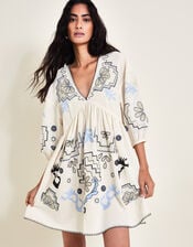 Hallie Embroidered Kaftan, Ivory (IVORY), large