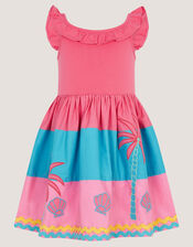 Shell Embroidered Colourblock Dress, Pink (PINK), large