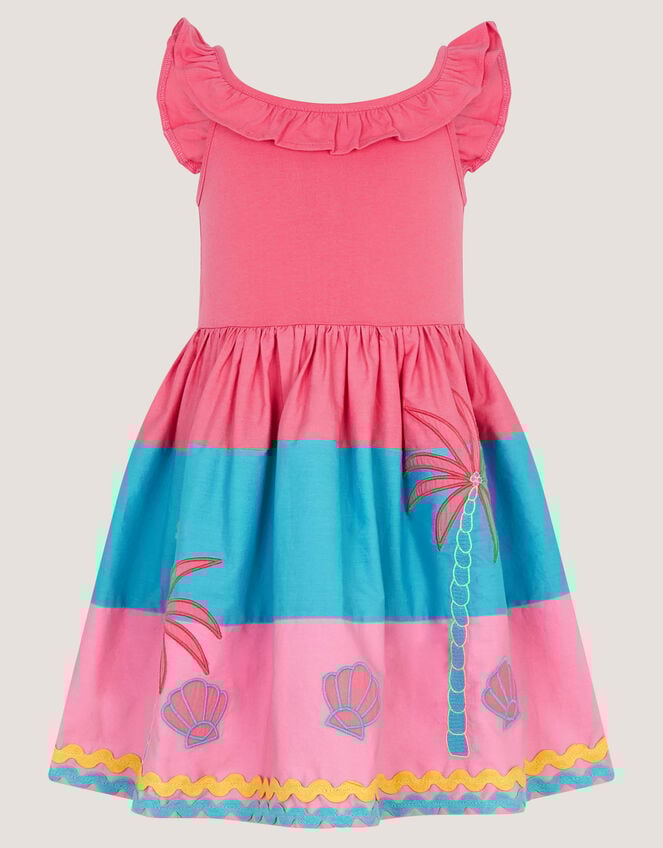 Shell Embroidered Colourblock Dress, Pink (PINK), large