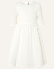 Lace Trim Crepe Tunic Dress, Ivory (IVORY), large