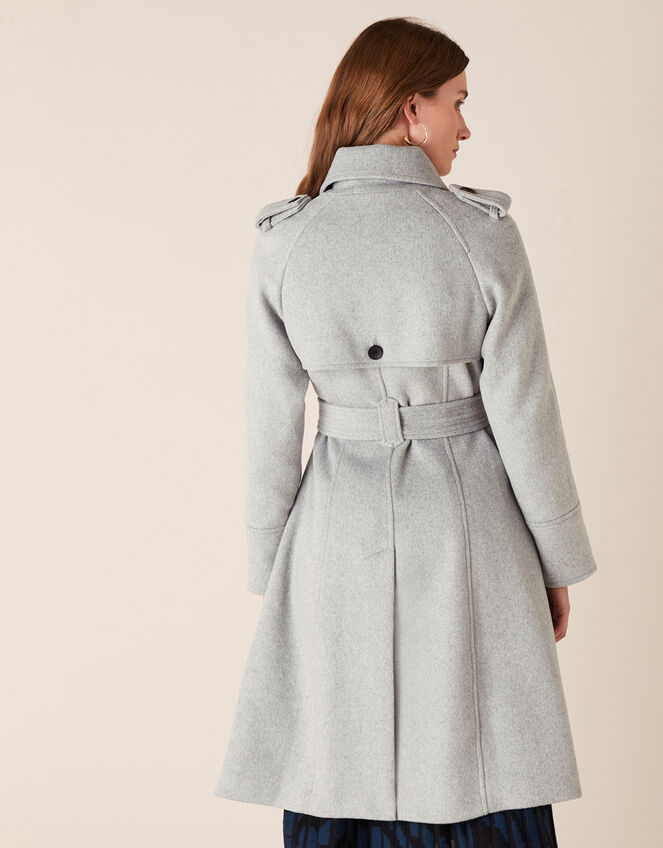 Trench Coat in Wool Blend, Grey (GREY), large